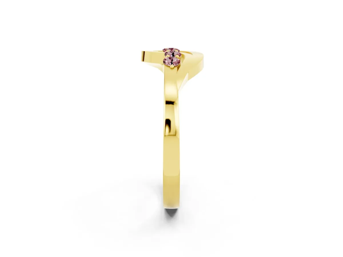 Five-Stone Round Morganite Crossover Band with Prong Setting Yellow gold