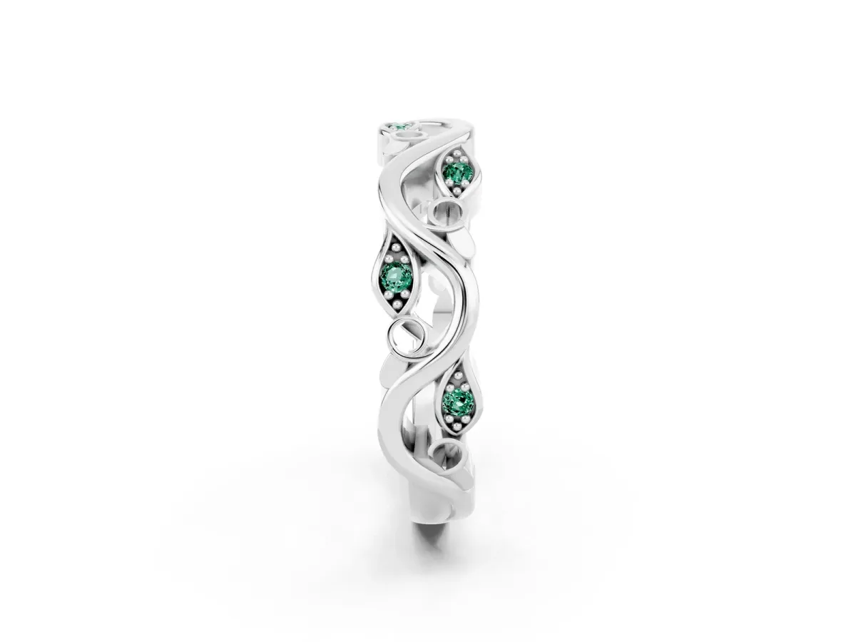 Marquise Green Sapphire Vine Eternity Band with Bezel Setting Silver