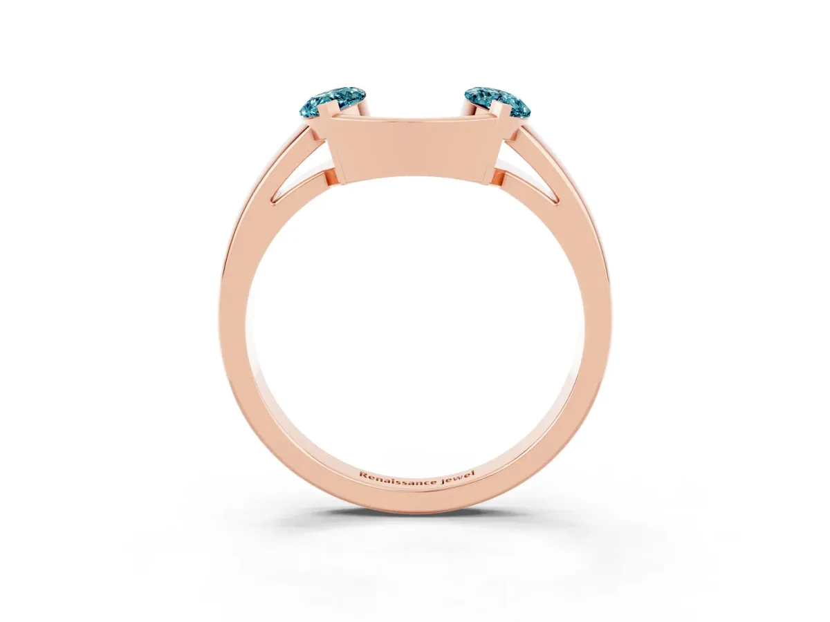 Marquise Blue Topaz Open Band Ring with Tension Setting Rose gold