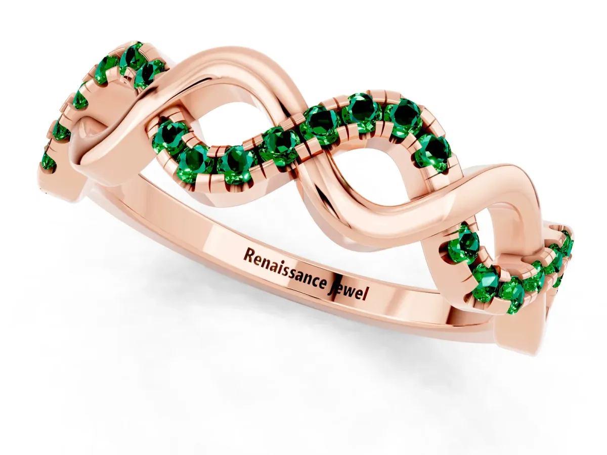 Twist Infinity Round Emerald Band with Pavé Setting Rose gold