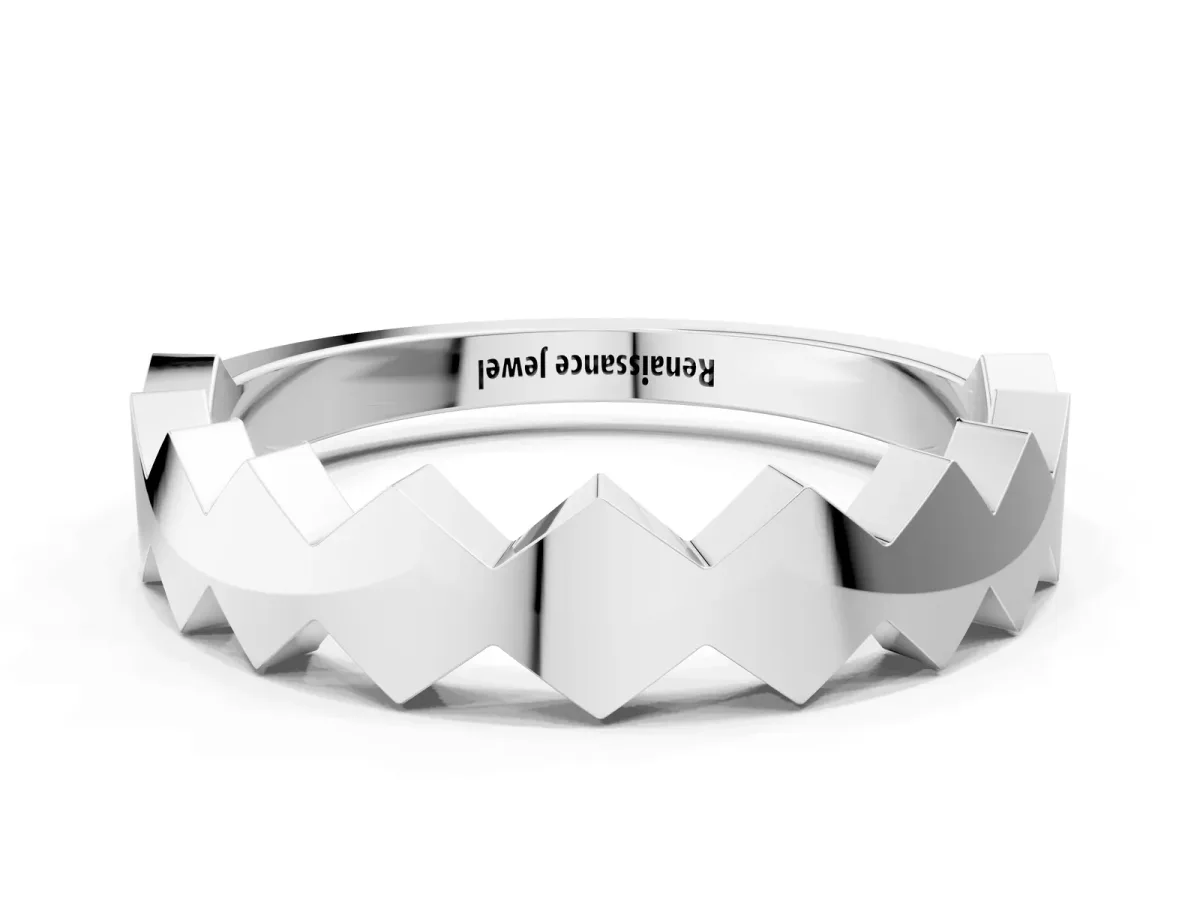 Zigzag Chevron Band with No Stone Platinum