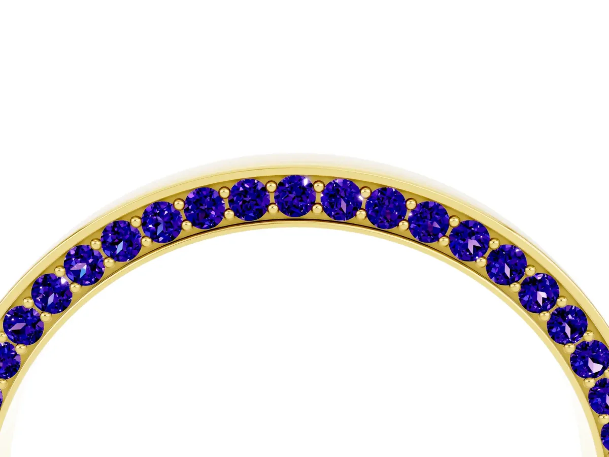 Pavé Round Tanzanite Channel Set Band Yellow gold