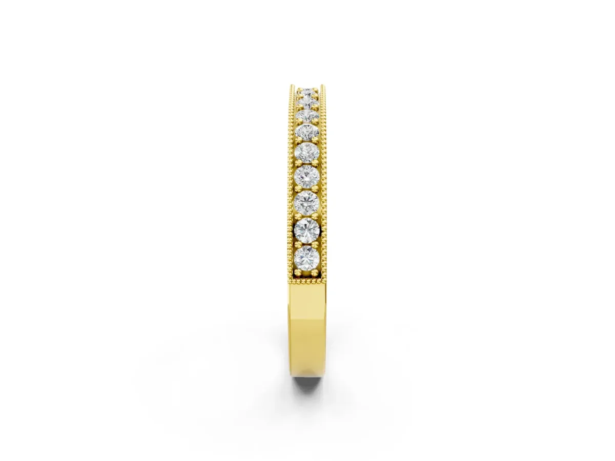 Round Diamond Milgrain Pavé Eternity Band Yellow gold