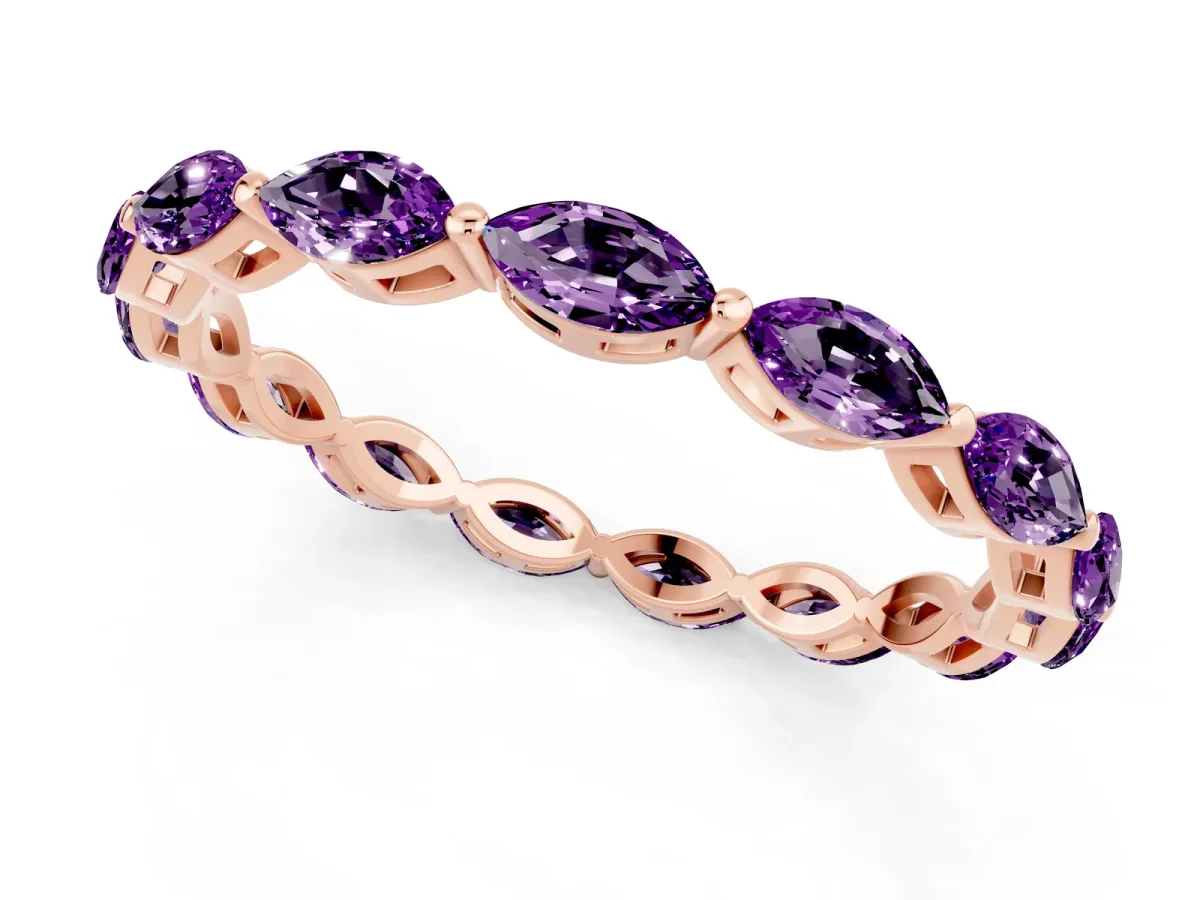 Marquise Amethyst Eternity Band with U-Prong Setting Rose gold