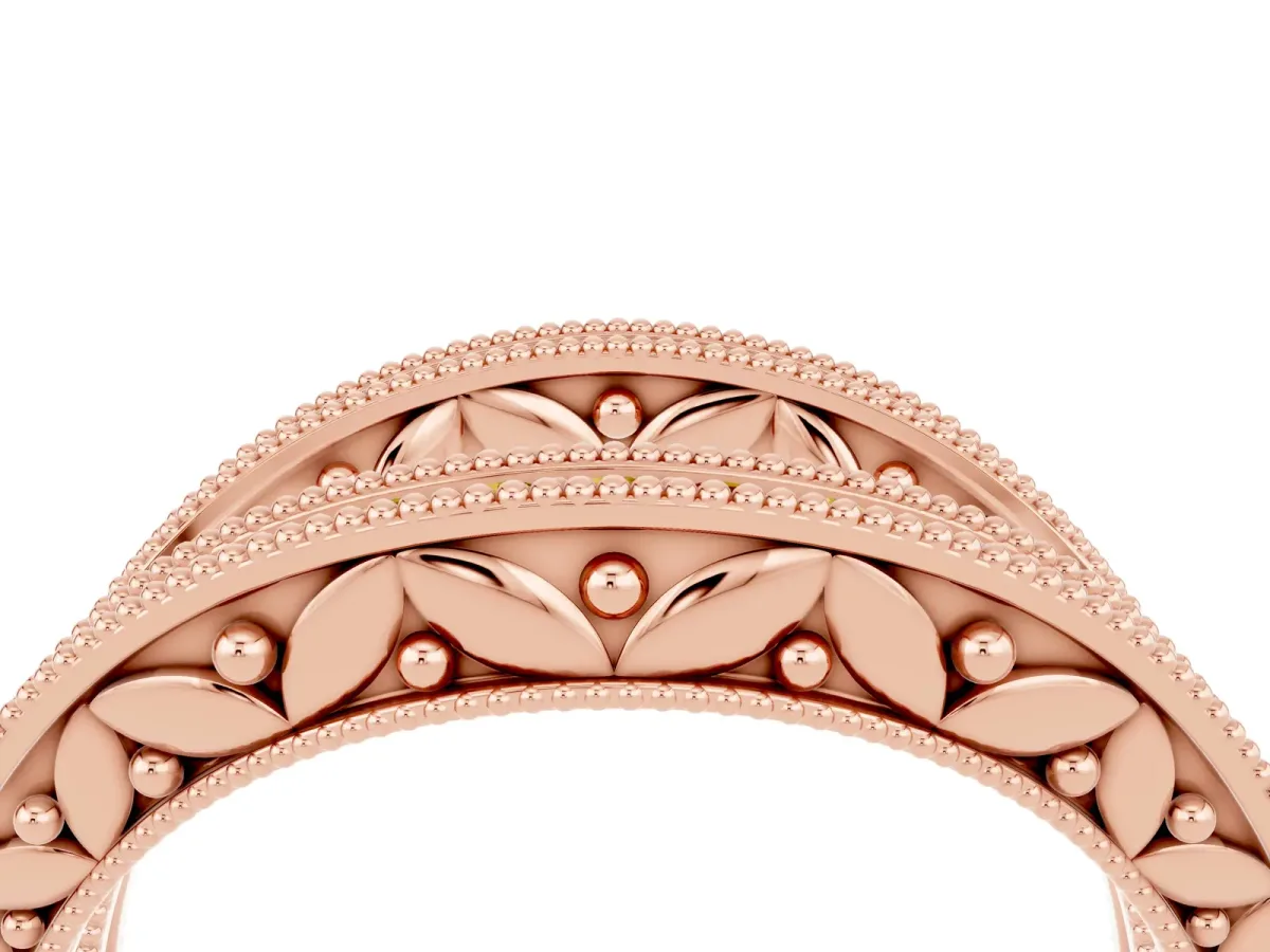 Round Citrine Milgrain Eternity Band with Channel Setting Rose gold