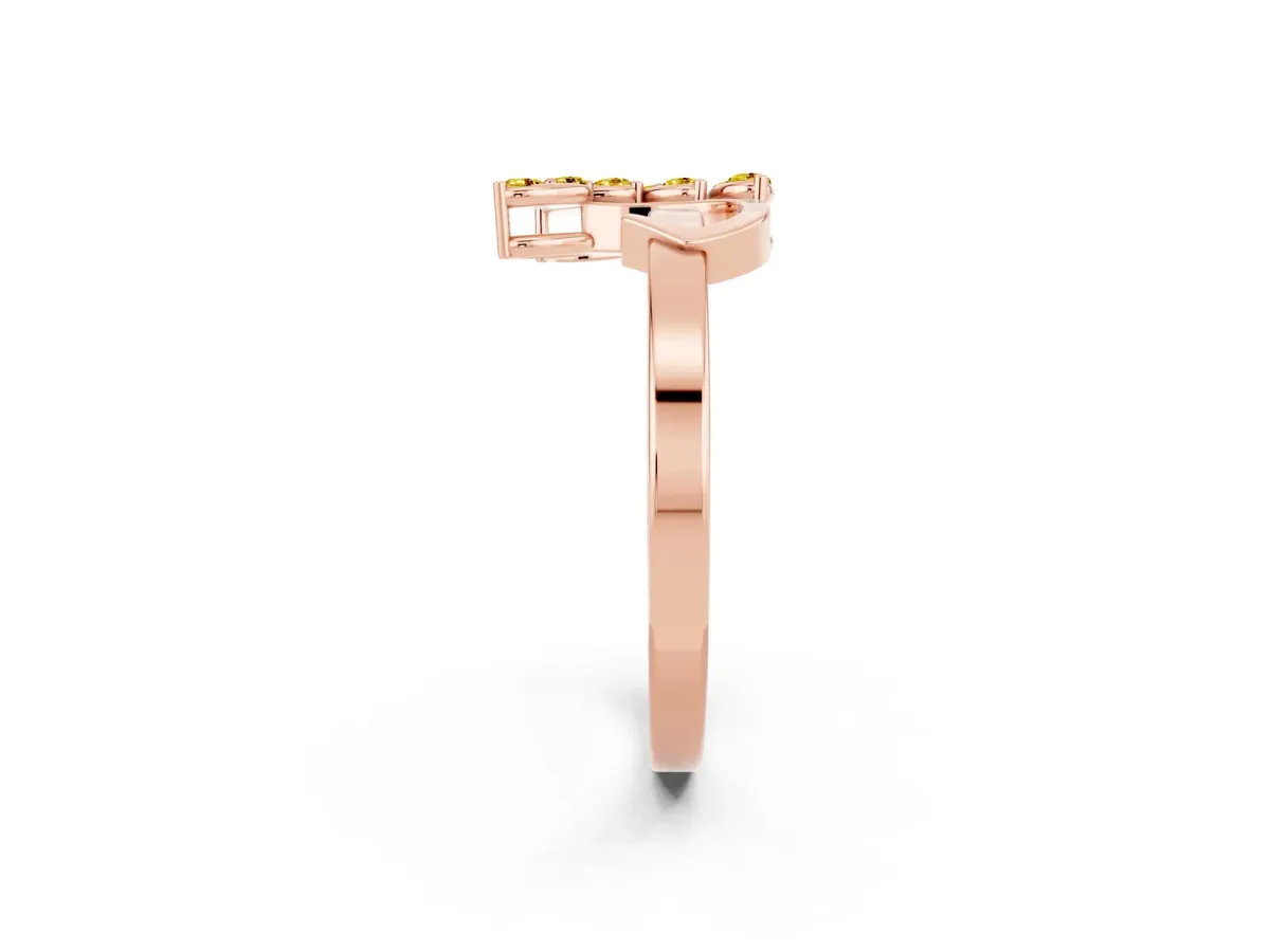 Marquise Yellow Sapphire Cluster Bypass Ring with Prong Setting Rose gold