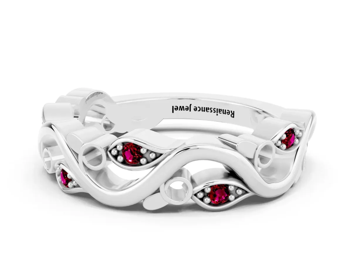 Marquise Garnet Vine Eternity Band with Bezel Setting Platinum