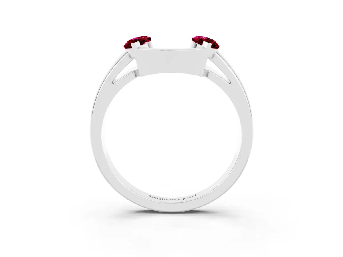 Marquise Garnet Open Band Ring with Tension Setting Silver
