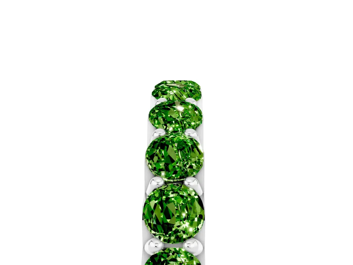 Round Peridot Half Eternity Band with Classic Prong Setting Platinum