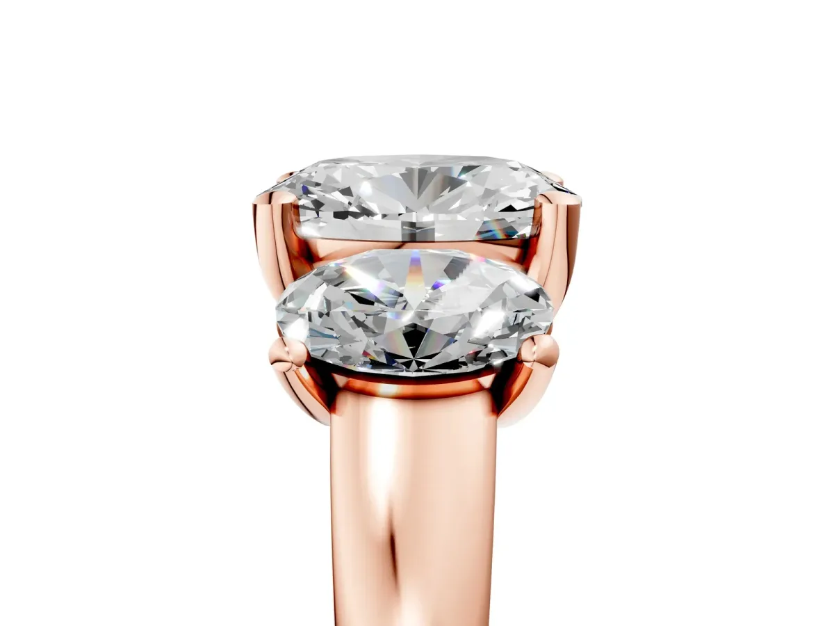 Three-Stone Oval Cut Cut Solitaire Ring with Classic Prong Setting Rose gold