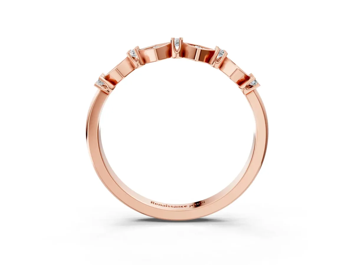 Pavé Cushion Diamond Cluster Eternity Band with Prong Setting Rose gold