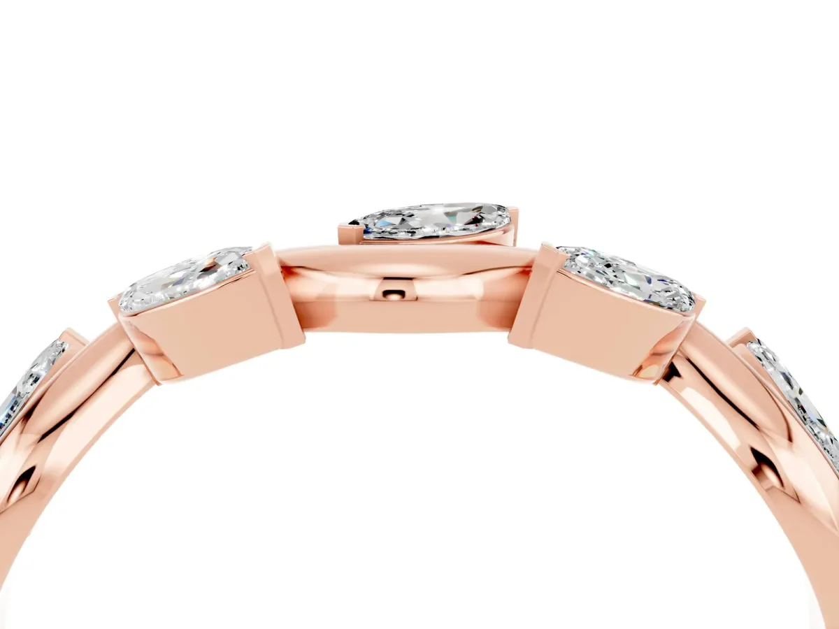 Marquise Moissanite Twisted Band with Prong Setting Rose gold