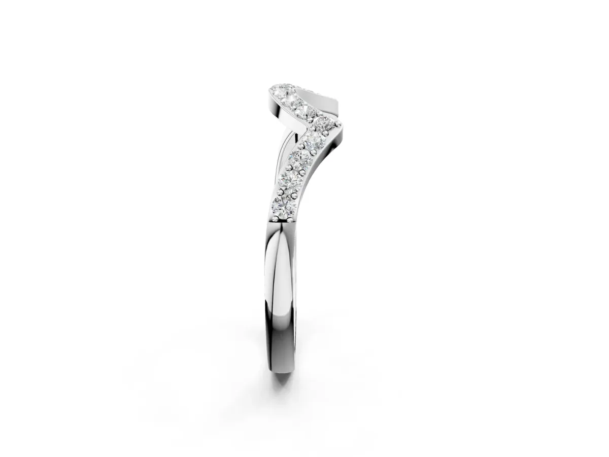 Curved Pave Round Diamond Contour Band with Shared Prong Setting Platinum
