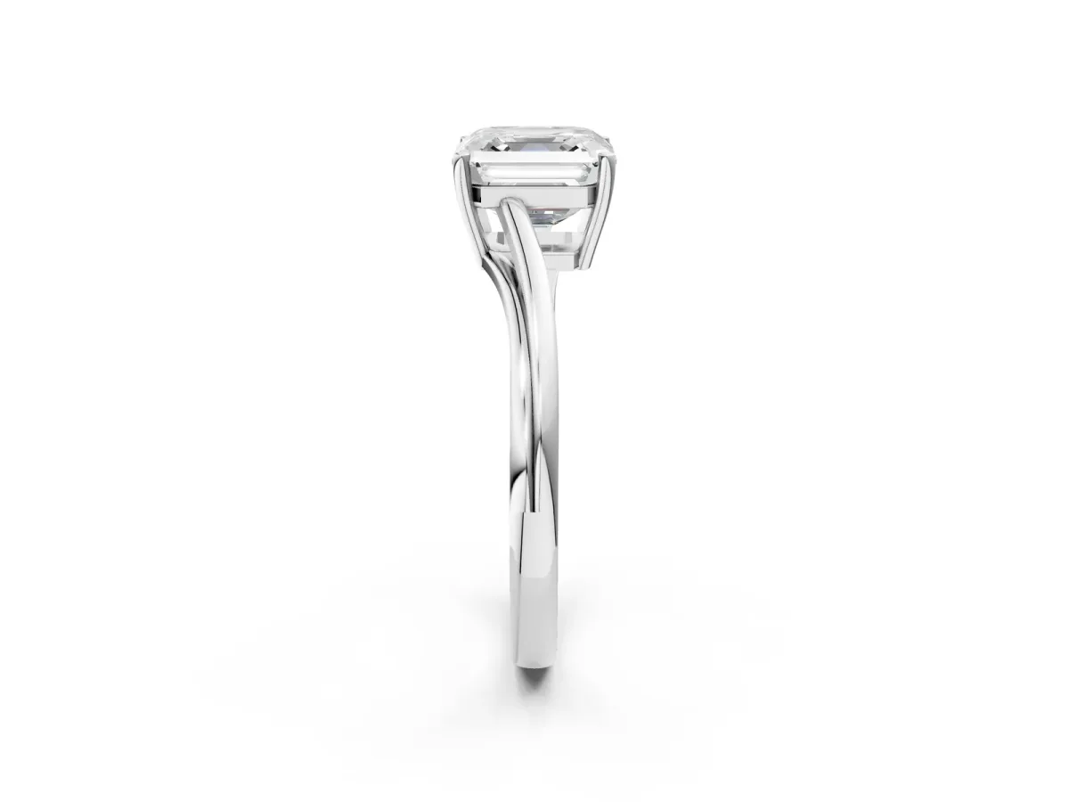 Asscher Cut Cut Solitaire Twist Band Ring with Four-Prong Setting Platinum
