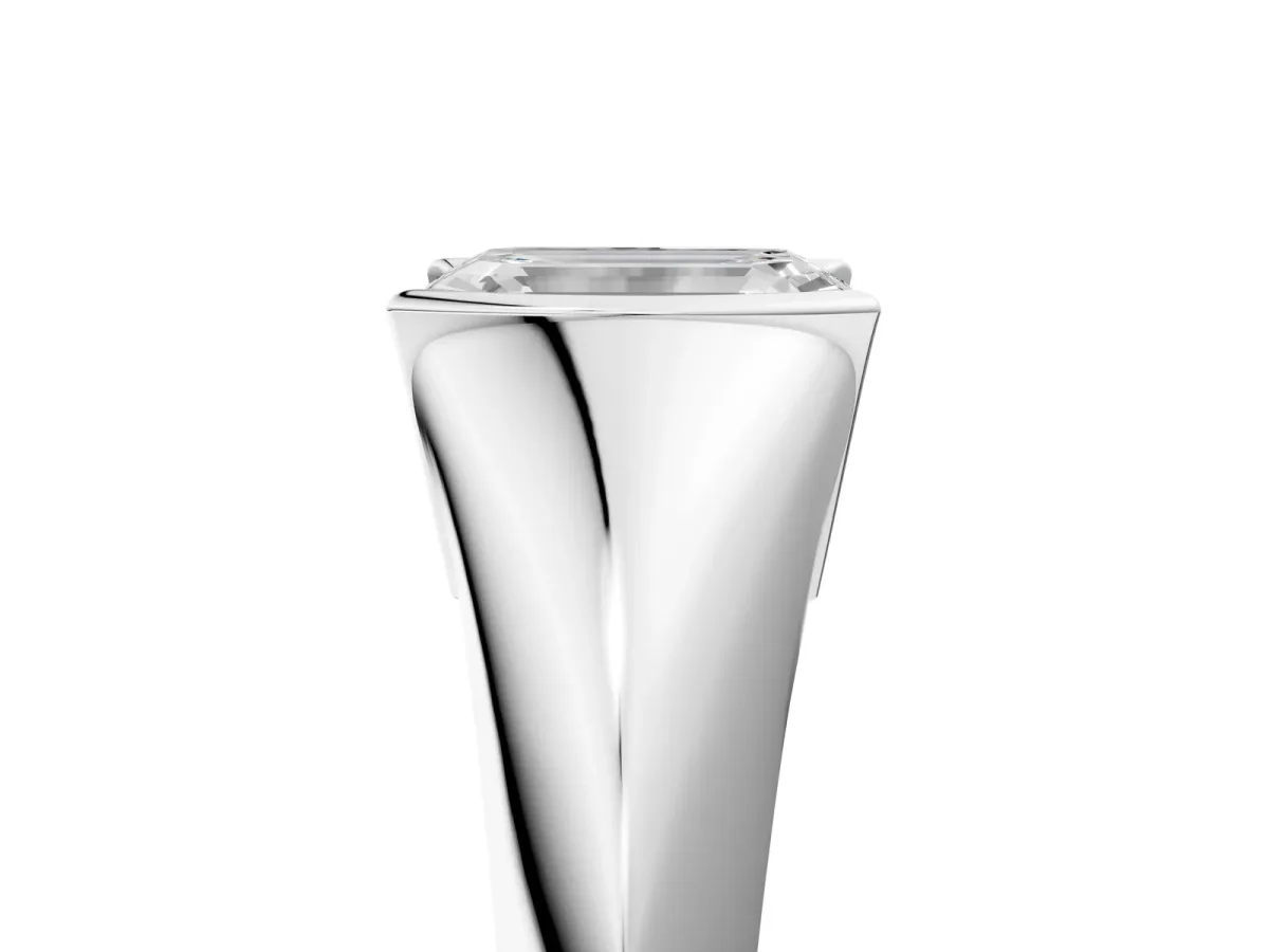 Emerald Cut Solitaire Tension Set Diamond Ring Platinum
