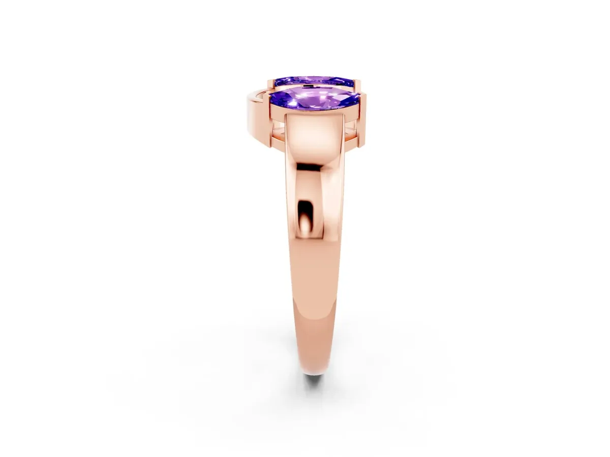 Marquise Tanzanite Open Band Ring with Tension Setting Rose gold