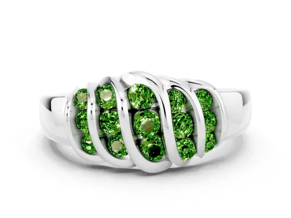 Round Peridot Multi-Row Crossover Band Platinum