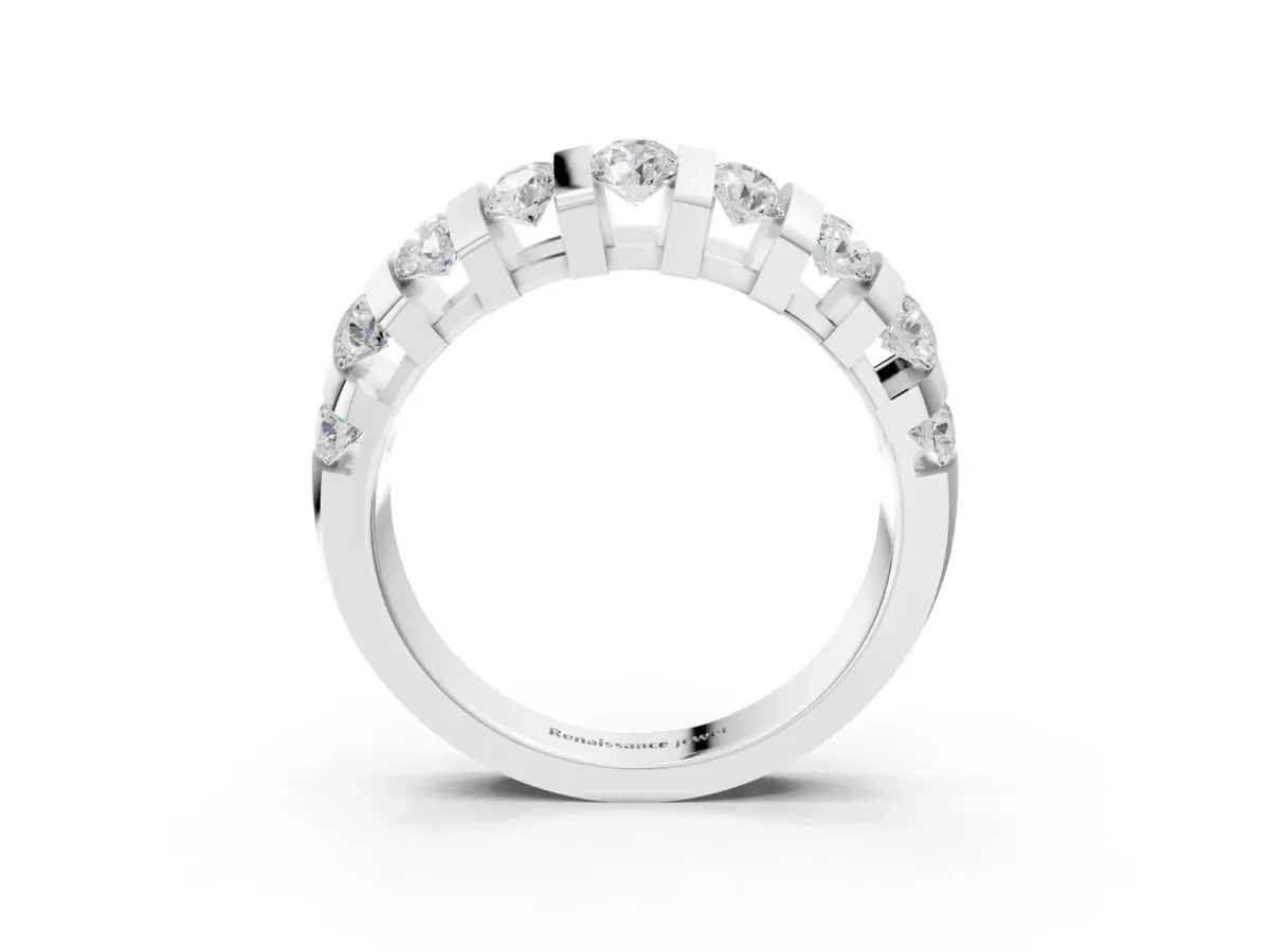 Channel-Set Round Diamond Multi-Row Band Platinum