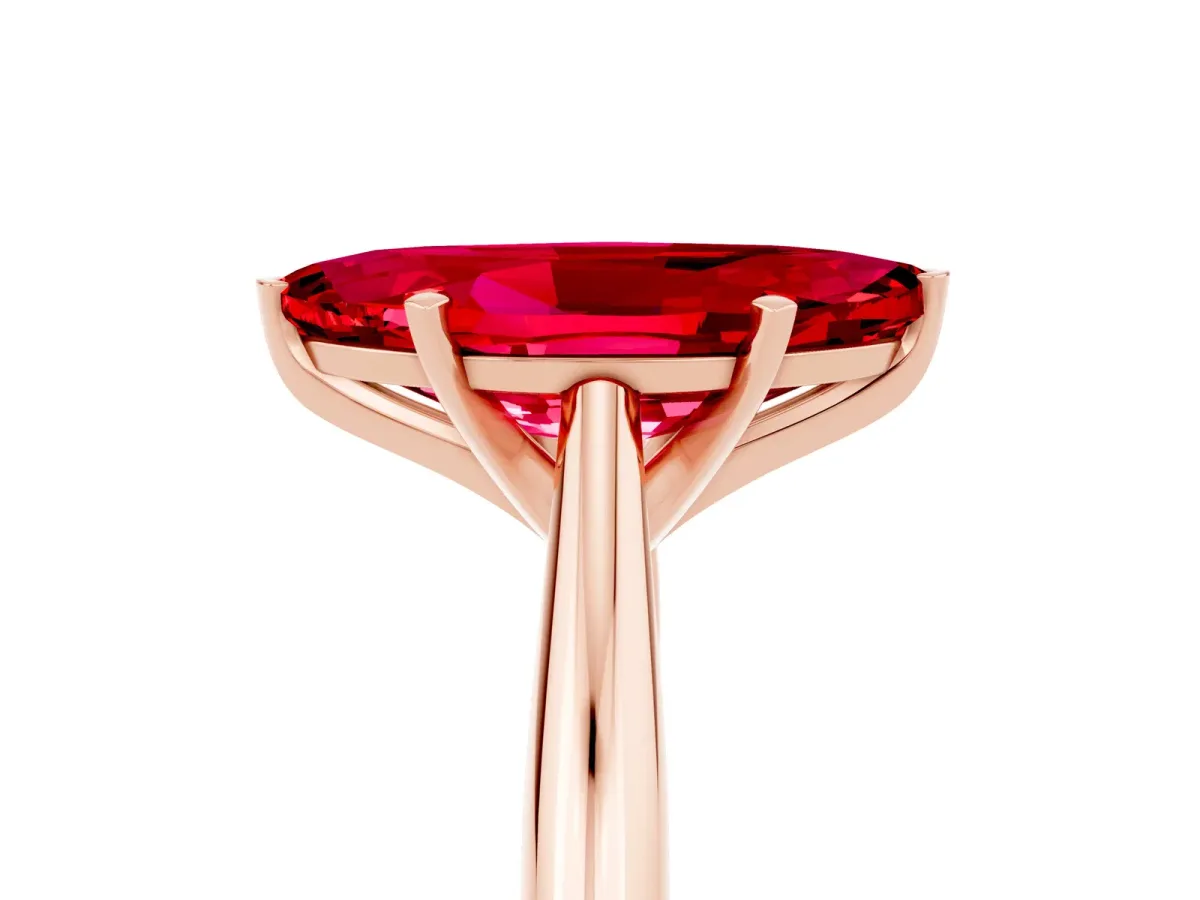 Marquise Cut Ruby Solitaire Engagement Ring with Cathedral Setting and Four-Prong Mount Rose gold