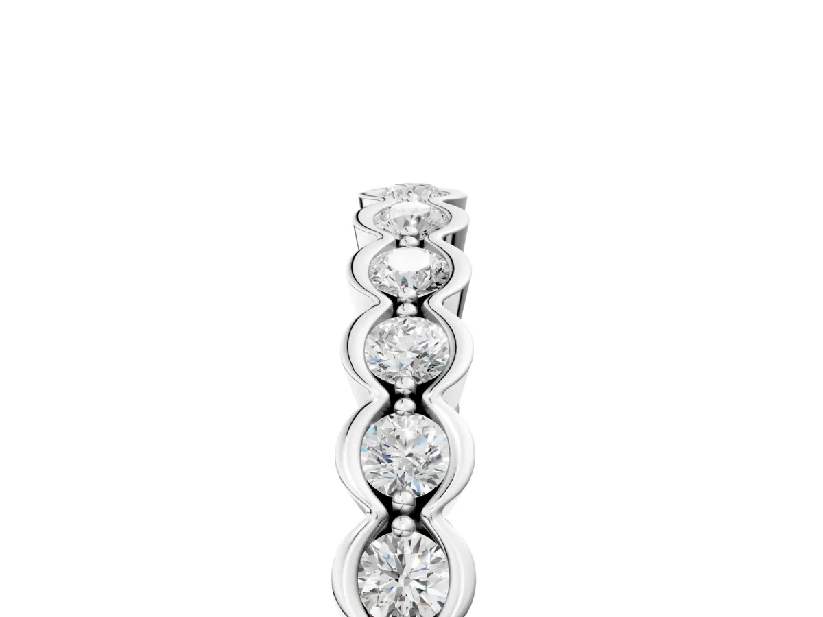 Round Diamond Bezel Set Eternity Band Silver