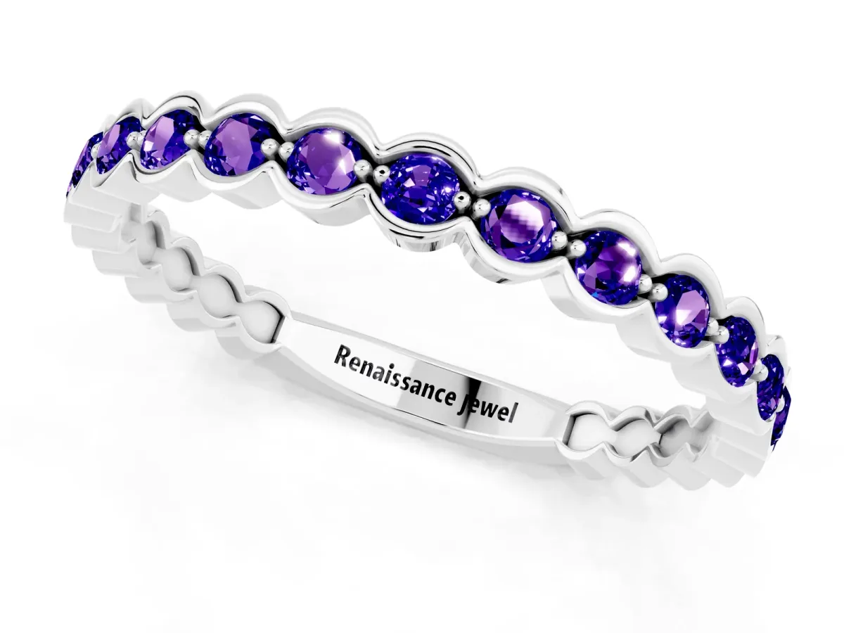 Round Tanzanite Bezel Set Eternity Band Platinum