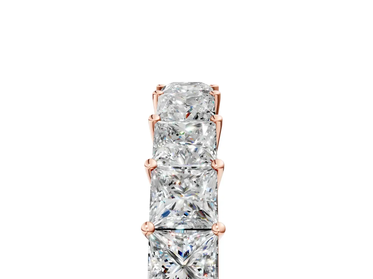 Princess Cut Eternity Band with Shared Prong Setting Rose gold