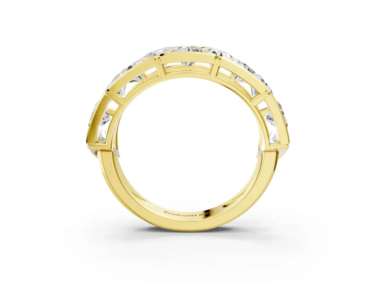 Triangle Diamond Geometric Mens Band Yellow gold