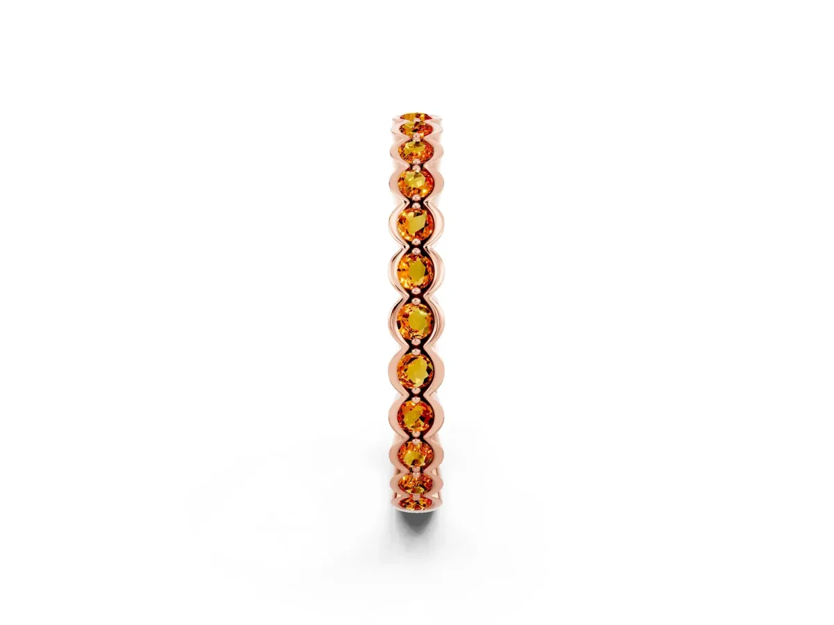 Round Citrine Bezel Set Eternity Band Rose gold