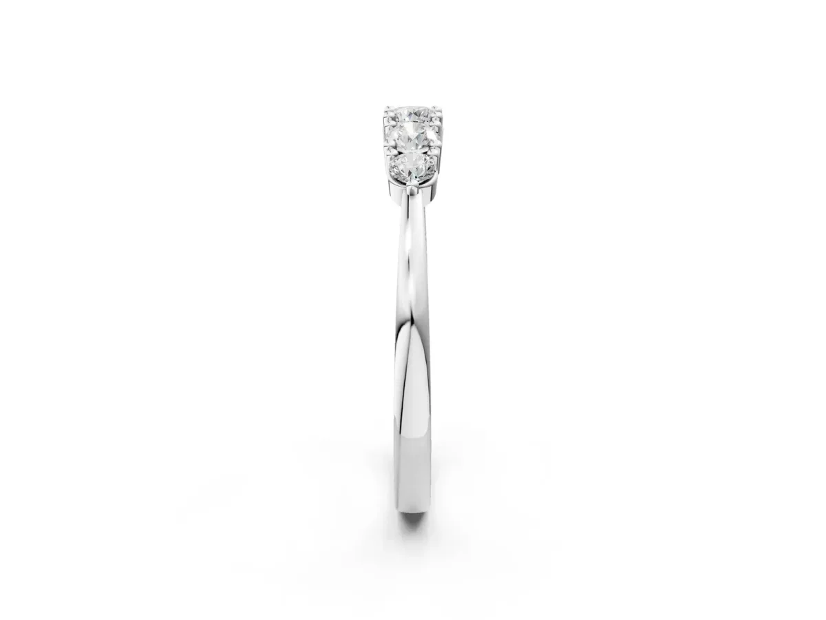 Round Brilliant Diamond Half-Eternity Band with Prong Setting Silver