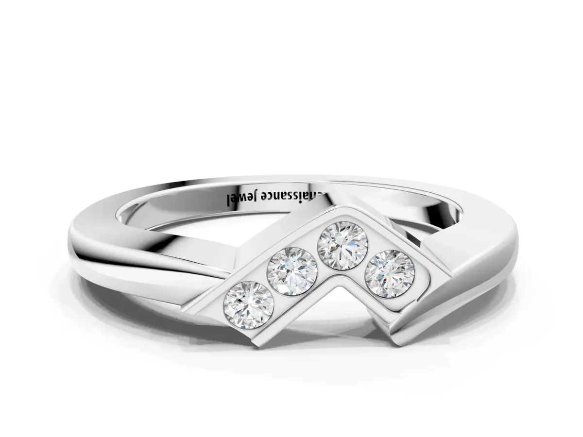 Channel-Set Round Diamond Twist Band Silver