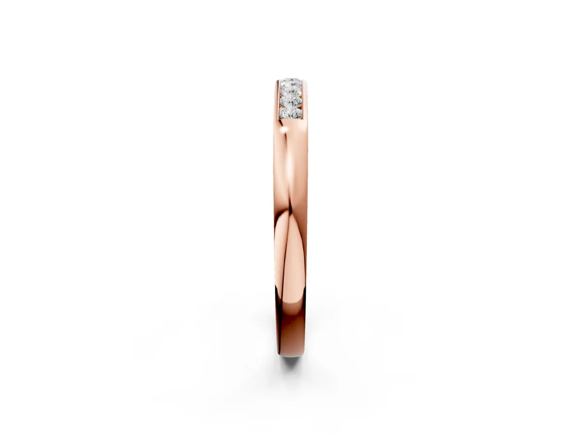 Channel Set Round Diamond Flat Band Rose gold