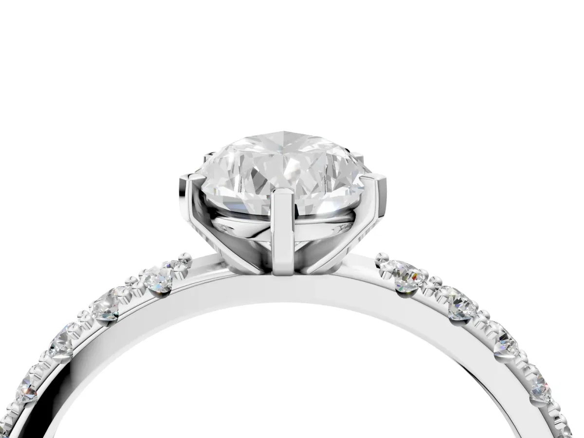 Pear Cut Diamond Solitaire Pavé Band with Four-Prong Setting White gold