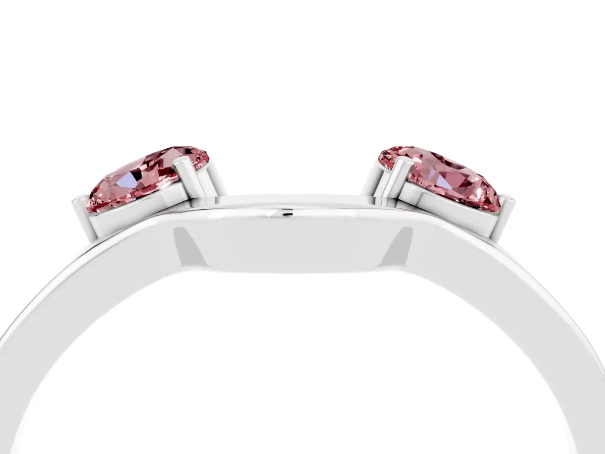 Dual Round Morganite Open Band Ring with Prong Setting Silver