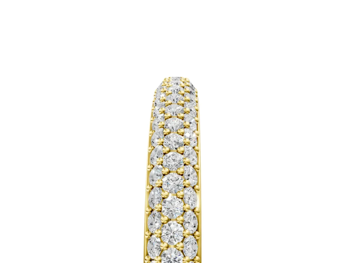 Three-Row Round Diamond Pavé Eternity Band Yellow gold