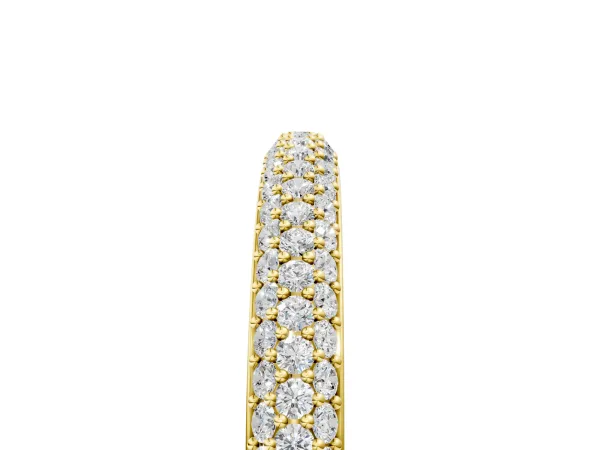 Three-Row Round Diamond Pavé Eternity Band Yellow gold