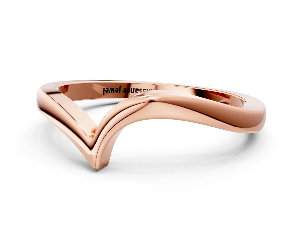 Chevron V-Shaped Contour Band Rose gold