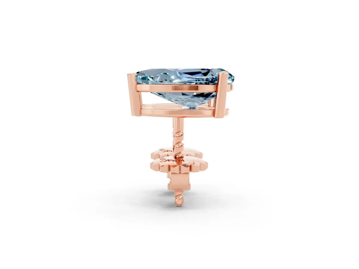 Pear Cut Aquamarine Stud Earrings Rose gold