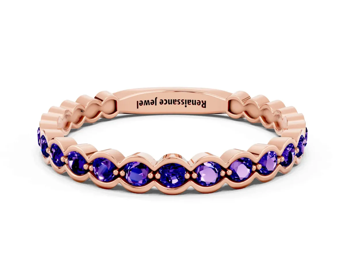 Round Tanzanite Bezel Set Eternity Band Rose gold