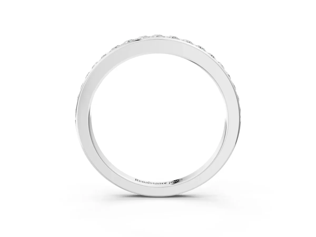 Pavé Round Diamond Eternity Band with Channel Setting White gold