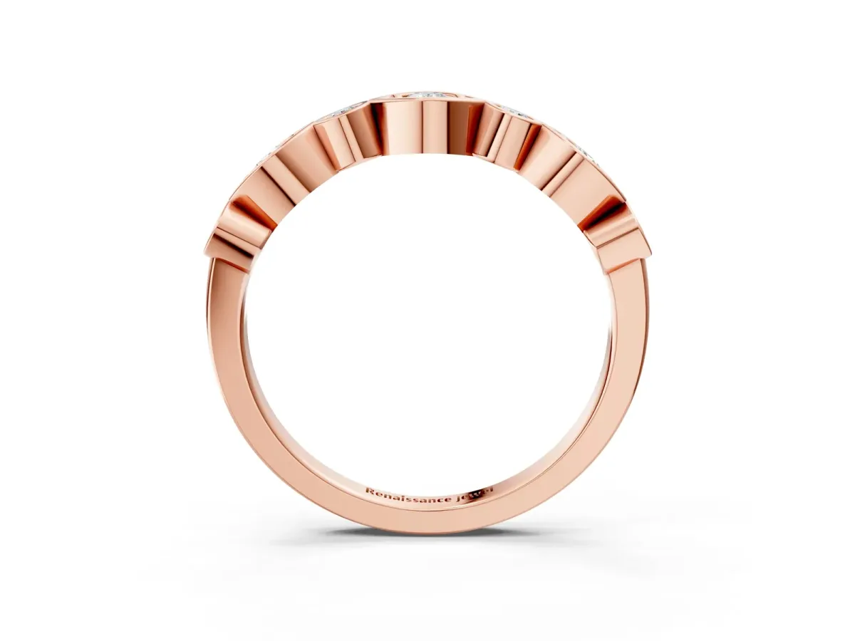 Bezel Set Mixed Shape Diamond Eternity Band Rose gold
