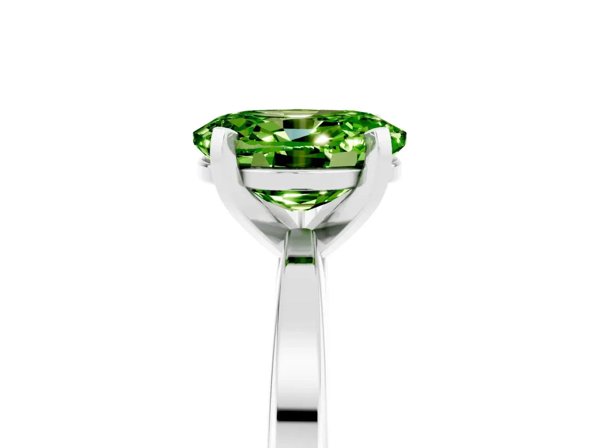 Oval Cut Peridot Solitaire Engagement Ring with Classic Band and Four-Prong Setting Silver