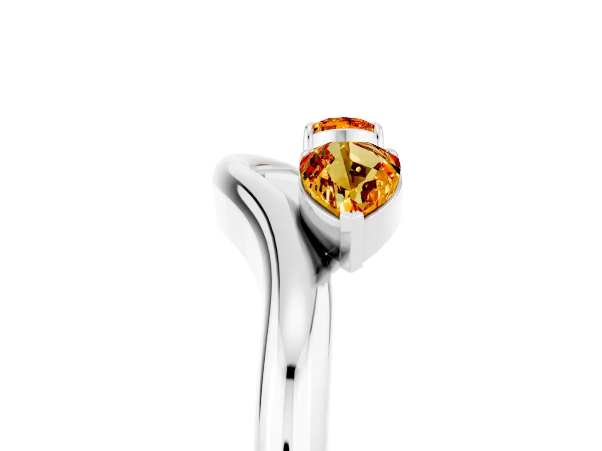 Pear Cut Citrine Two-Stone Open Band Ring with Prong Setting Platinum