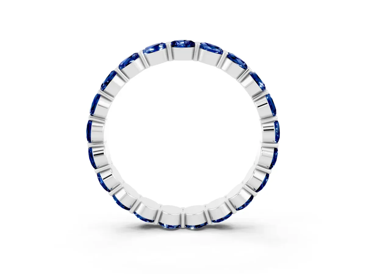 Round Blue Sapphire Eternity Band with U-Prong Setting Platinum