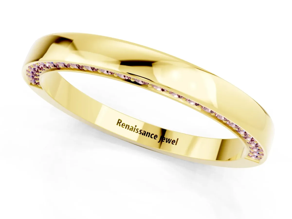 Pavé Round Morganite Channel Set Band Yellow gold