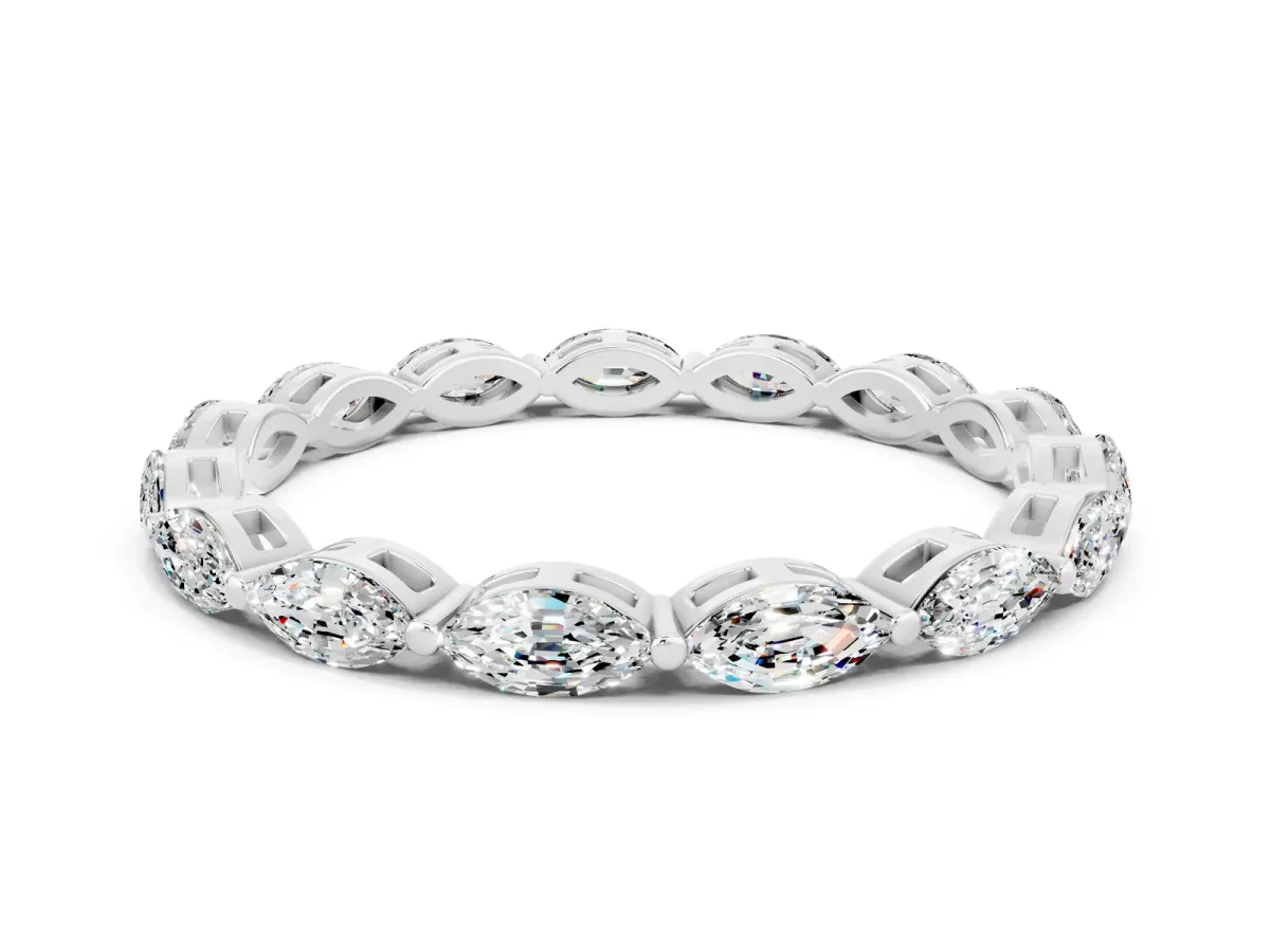 Marquise Moissanite Eternity Band with U-Prong Setting Platinum