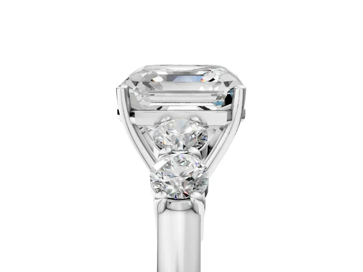 Asscher Cut Cut Diamond Five-Stone Prong Set White Gold Ring Platinum