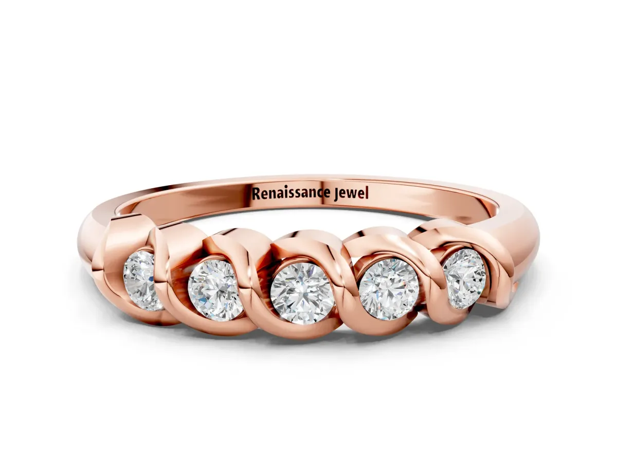 Round Diamond Eternity Band with Twist Prong Setting Rose gold