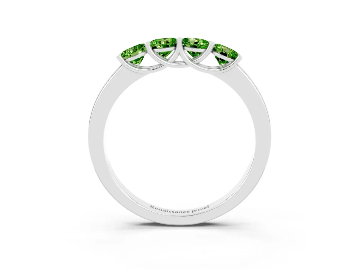 Four-Stone Round Peridot Prong-Set Band Platinum