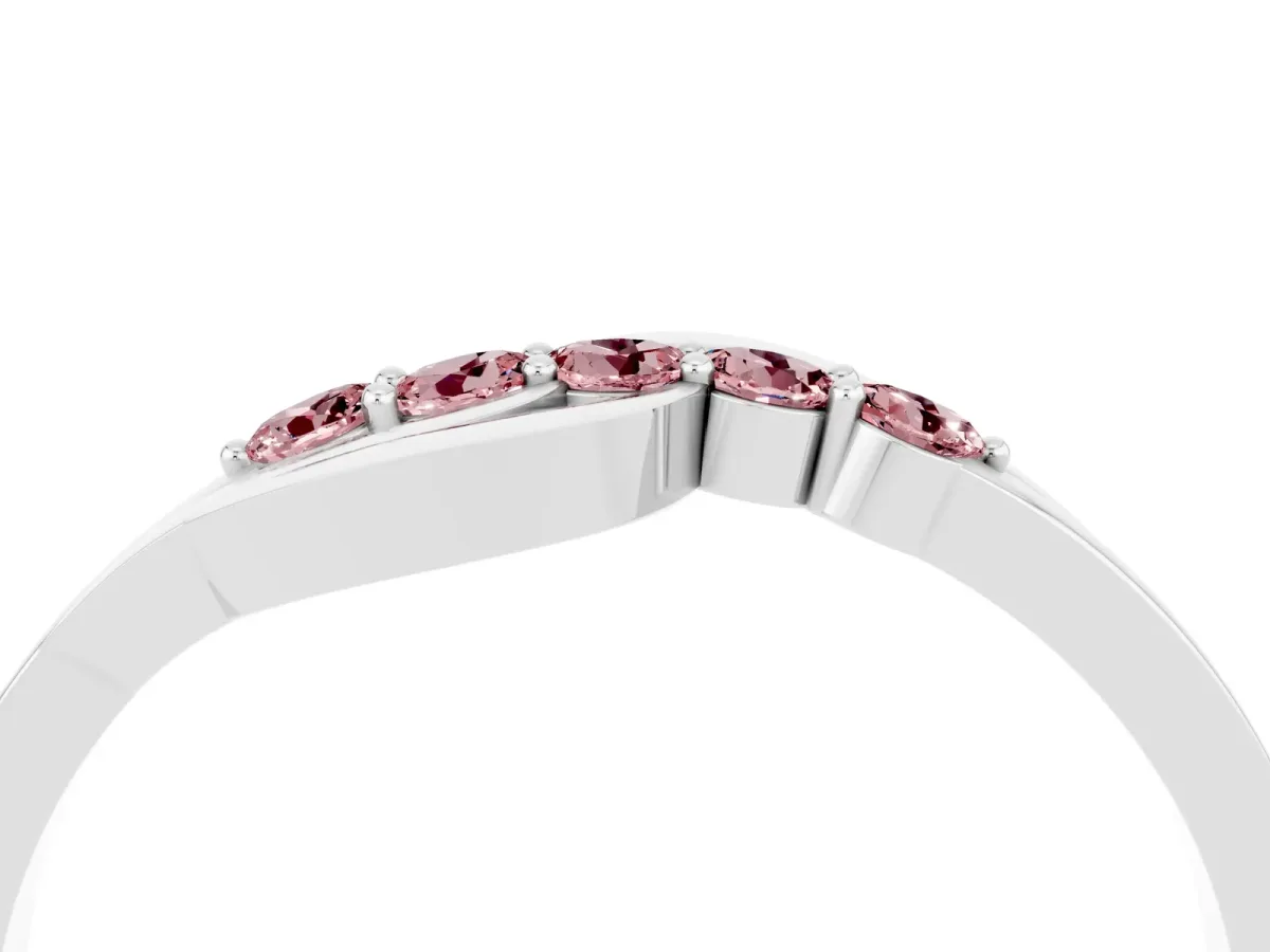 Five-Stone Round Morganite Crossover Band with Prong Setting Platinum