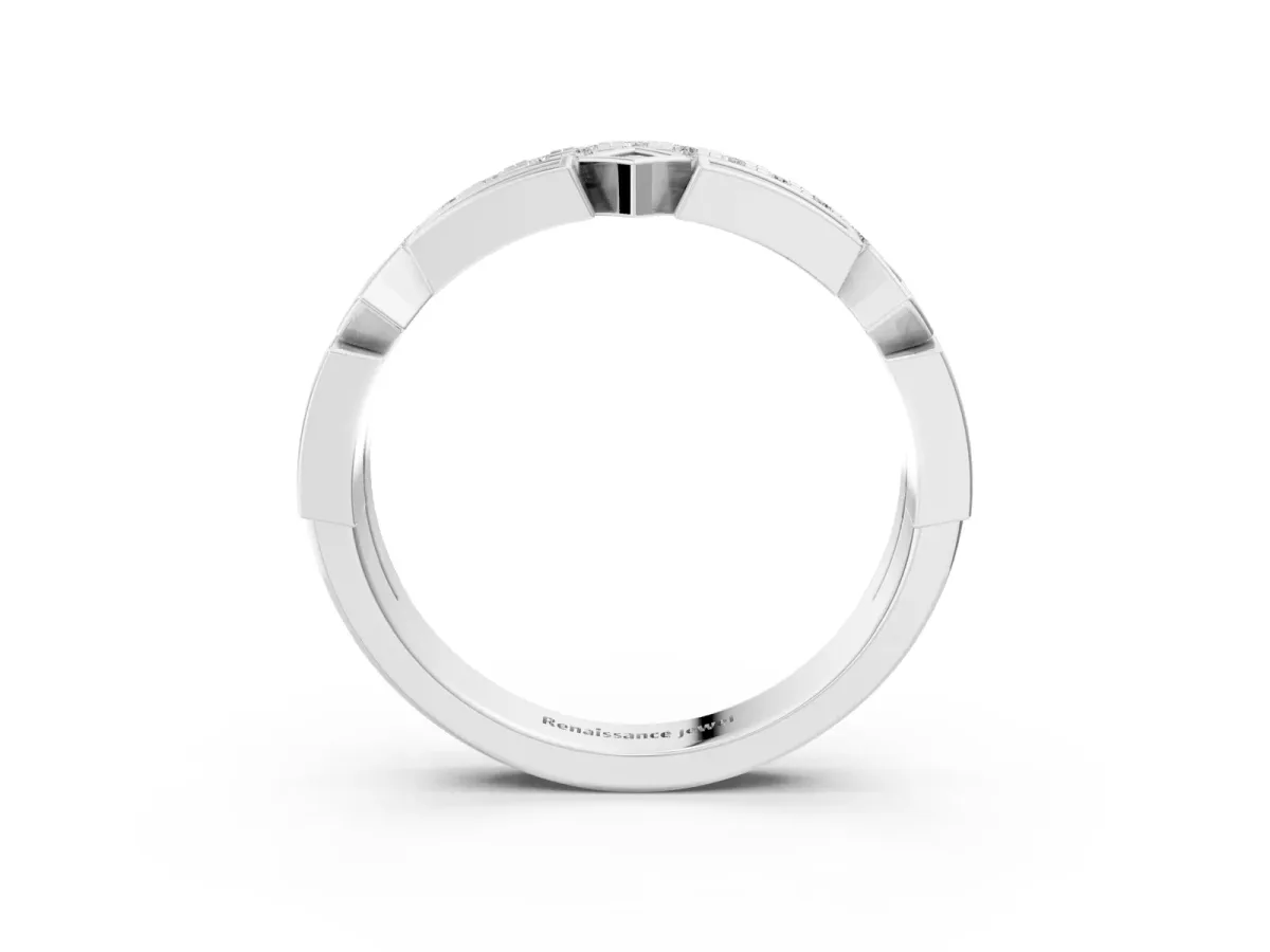 Pavé Round Diamond Channel Set Dual Band with Prong Setting Platinum